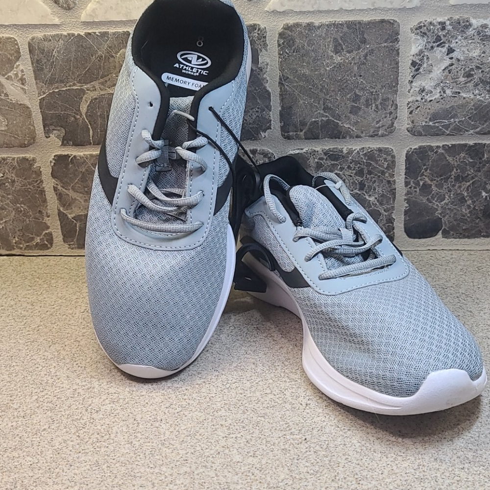 Athletic Works MENS Memory Foam.  Grey/White sz 8 - Picture 2 of 10